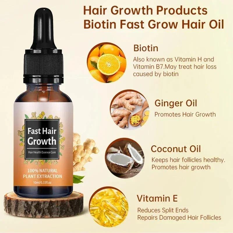 Ginger Fast Hair Loss Treatment Biotin Hair Growth Oil - Dabfavshop