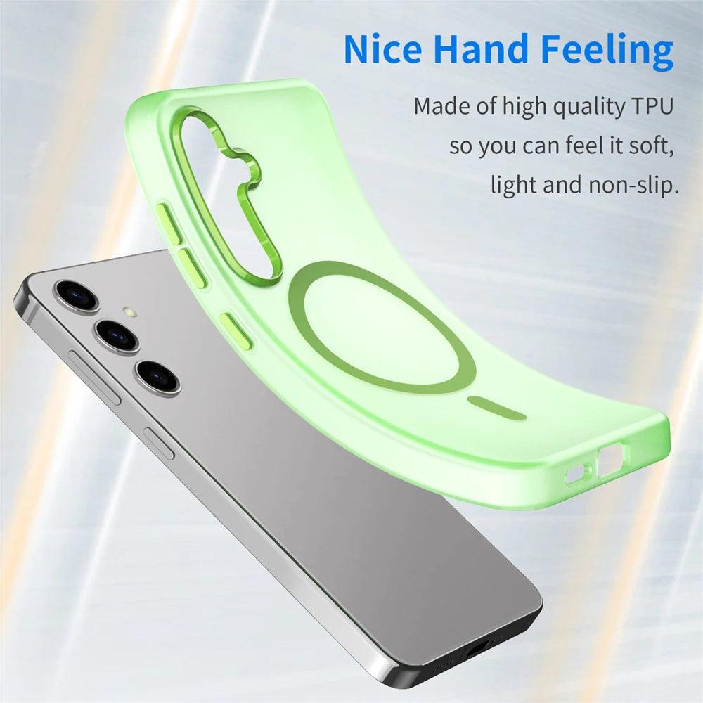 Luxury Matte Translucent Magnetic Wireless Charging Case For Samsung Galaxy S24 Ultra S24 Plus Shockproof Soft Protection Cover - Dabfavshop