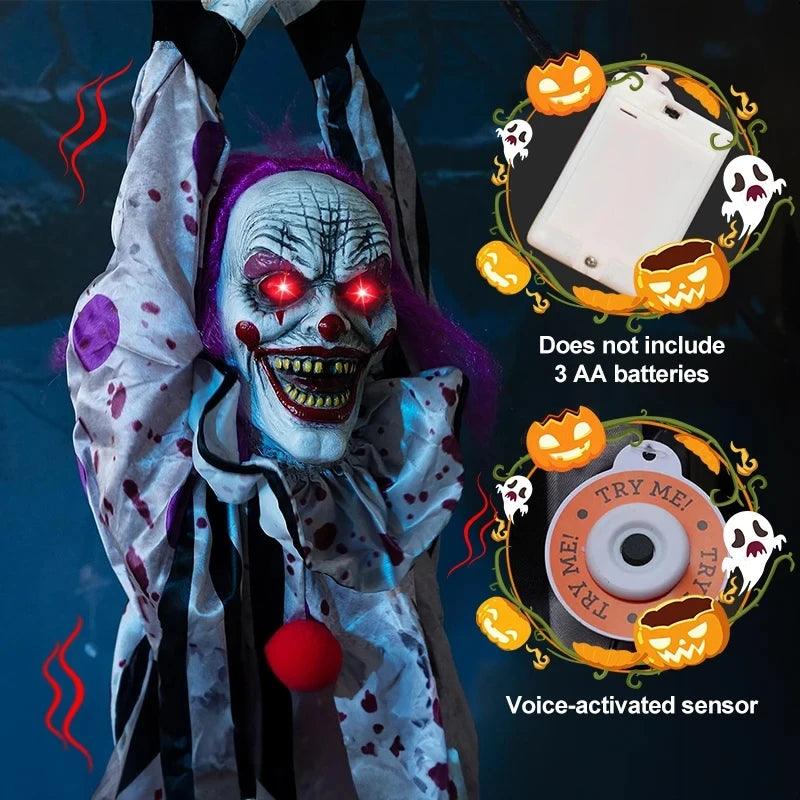 Voice Control Halloween Animatronics Decoration Hanging Clown - Dabfavshop