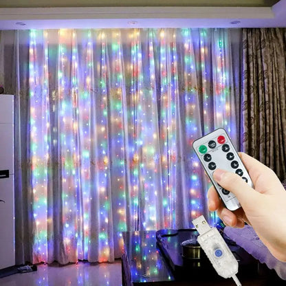 LED Curtain Garland 6x3M/3x3M USB Power Fairy Lights with Remote Control for Christmas New Year Window Decor Festoon Lighting Dabfavshop