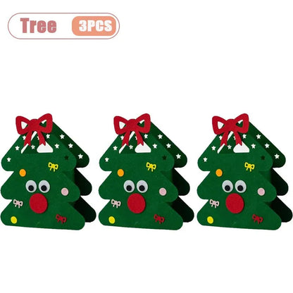 1-10PCS Christmas Felt Gift Bag Creative Holiday Candy Apple Tote Bag for Kids Party Favor Bag for Christmas Eve Gift Wrapping Dabfavshop