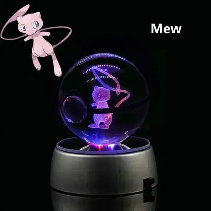 New Pokemon Multi Color Crystal Ball With LED Light Base - Dabfavshop