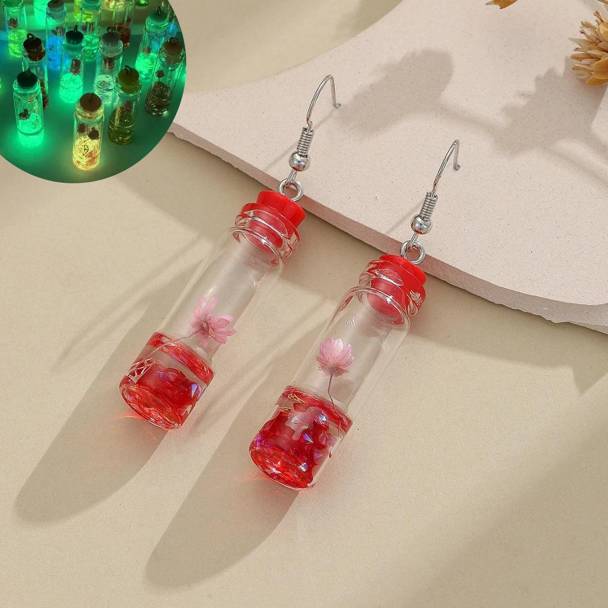 Glow In The Dark Ghost In Bottle Earrings - Dabfavshop