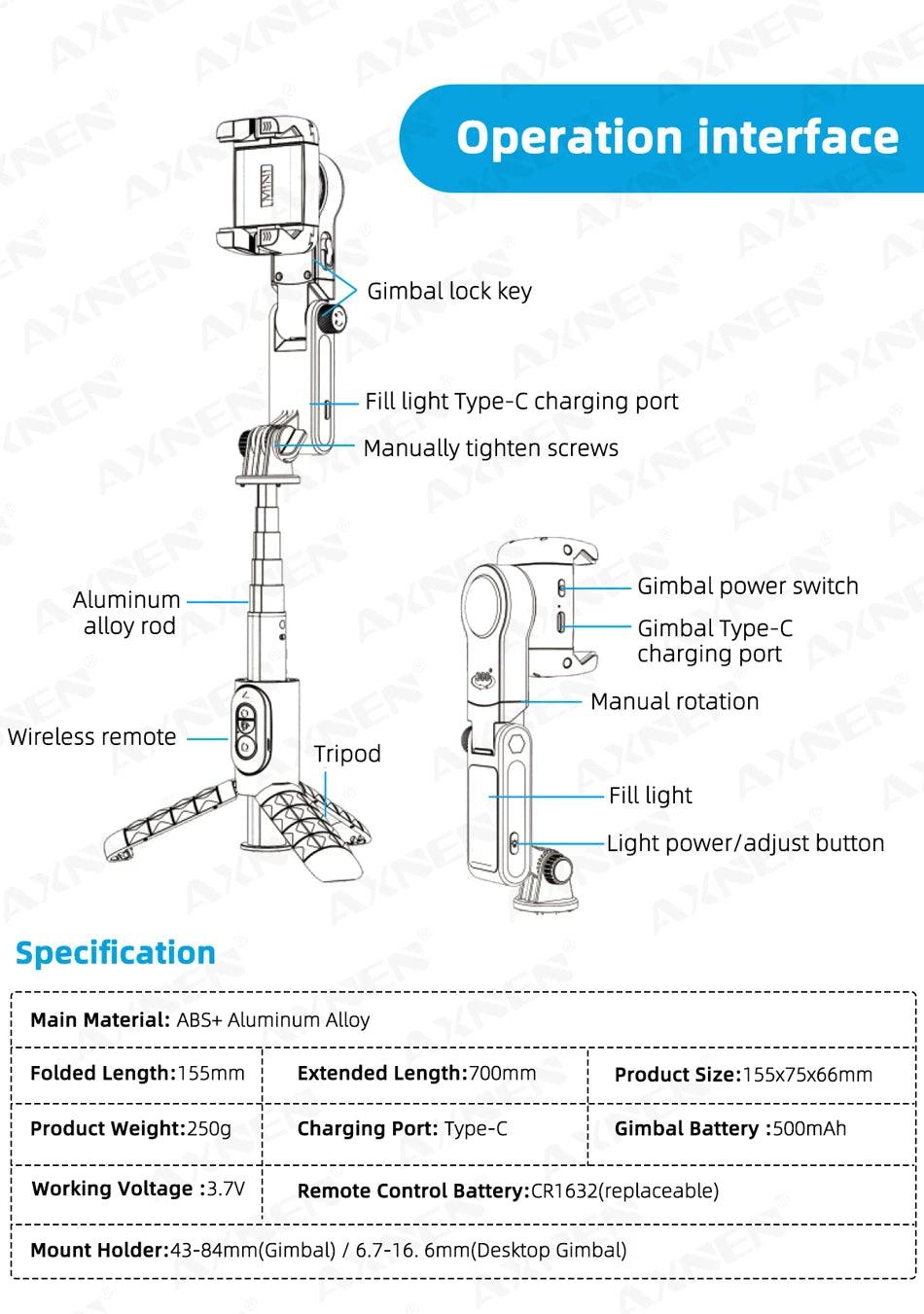 360 Rotation Following Shooting Mode Selfie Stick Tripod For Iphone - Dabfavshop