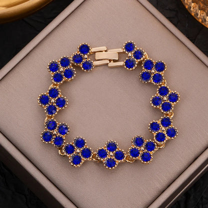CDD New Sparkling Rhinestone Four Leaf Clover Hand Bracelet for Women Girls Luxury Crystal Bangle Adjustable Wrist Jewelry Gifts Dabfavshop