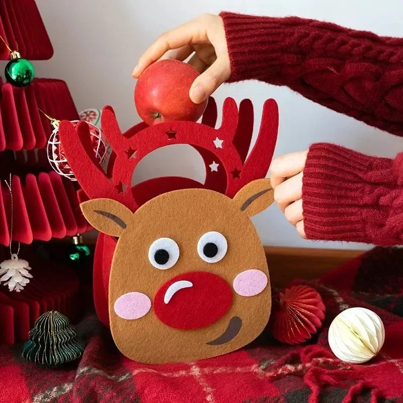 1-10PCS Christmas Felt Gift Bag Creative Holiday Candy Apple Tote Bag for Kids Party Favor Bag for Christmas Eve Gift Wrapping Dabfavshop