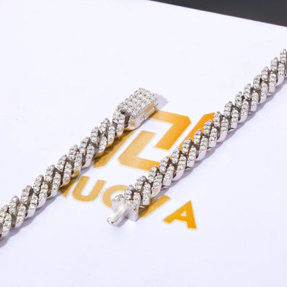 5mm Moissanite Cuban Link Chain Pass Diamond Test 925 Sterling Silver VVS Diamond Iced Out Necklace Women Jewelry Dabfavshop