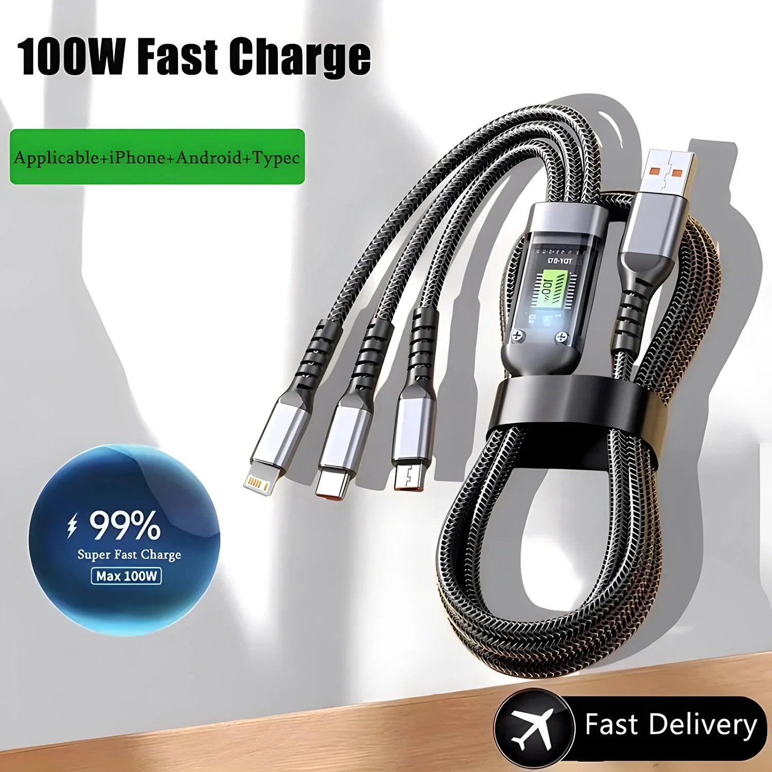 Transparent 3-in-1 Super Fast Charging Cable - Dabfavshop