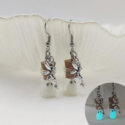 Glow In The Dark Ghost In Bottle Earrings - Dabfavshop