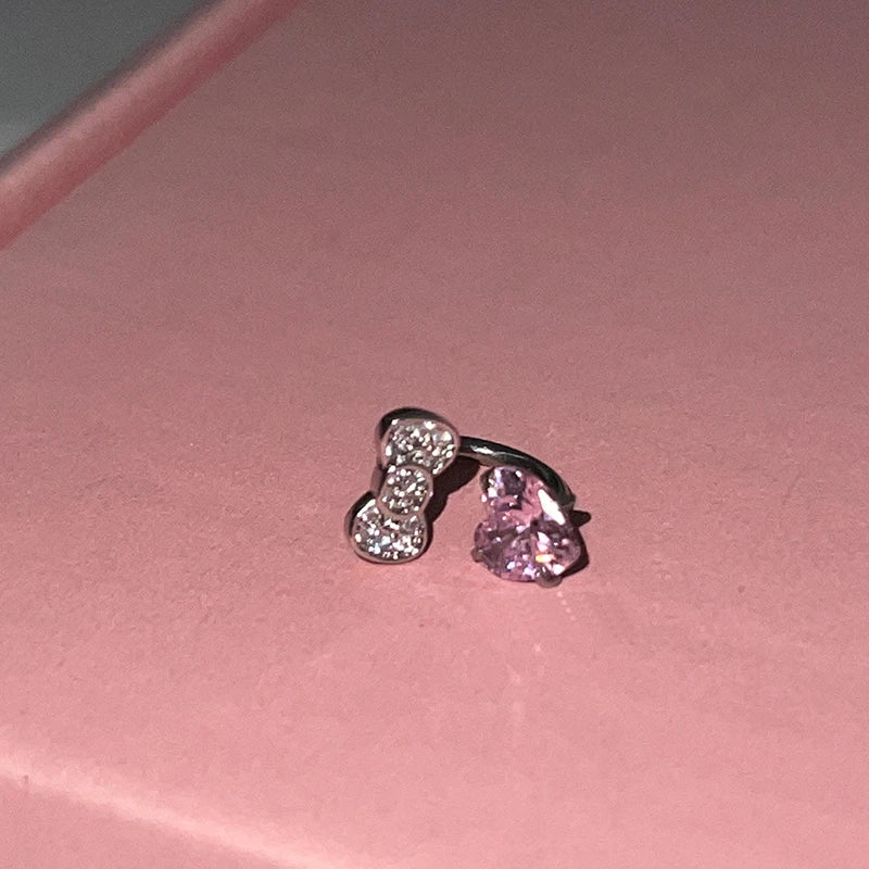 Cute Bowknot Love Heart 316L Stainless Steel Annular Ear Bone Nail Fashion Delicate Zircon Earring for Women Y2K Punk Jewelry Dabfavshop