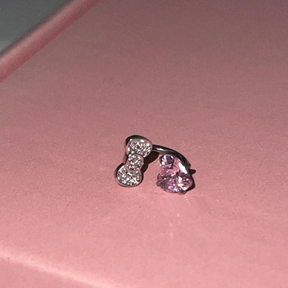 Cute Bowknot Love Heart 316L Stainless Steel Annular Ear Bone Nail Fashion Delicate Zircon Earring for Women Y2K Punk Jewelry Dabfavshop