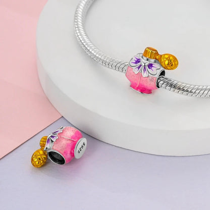 Romantic Pink Crown Perfume Bottle Charms Beads Bracelets Fine Jewelry Dabfavshop