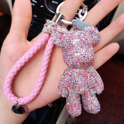 Rhinestone Gloomy Bear Keychain Handmade Car Tassel Key Chain Ring Holder Pendant Bag Charm for Women Dabfavshop