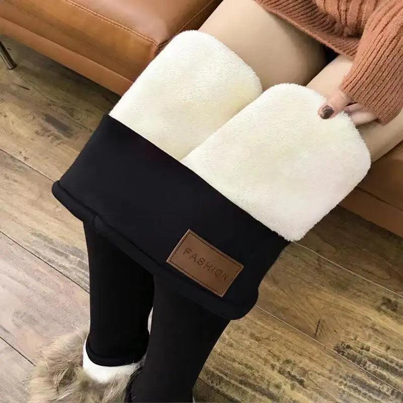 High Waist Women Lamb Fleece Leggings - Dabfavshop