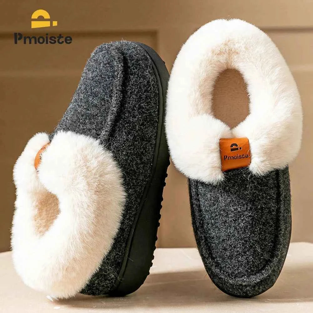 Platform Slippers Women Wedge Memory Foam  TPR Non Slip Sole Warm Fuzzy Winter Durable Bedroom Shoes Cozy Comfort