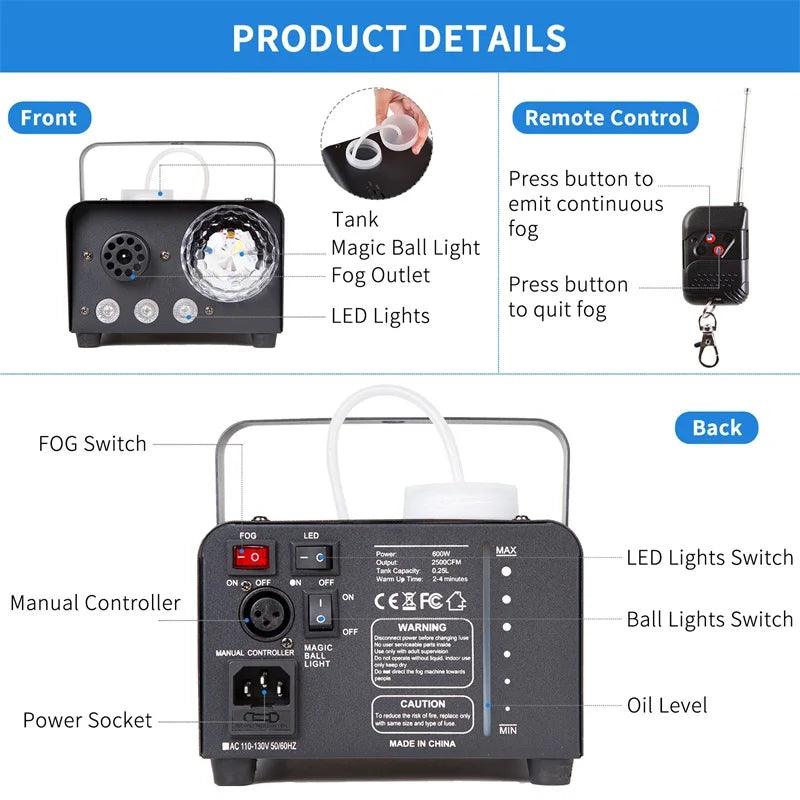 500W LED RGB Remote Control Fog Machine - Dabfavshop