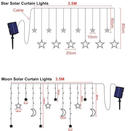 Solar Moon Star LED Curtain Lights - Dabfavshop