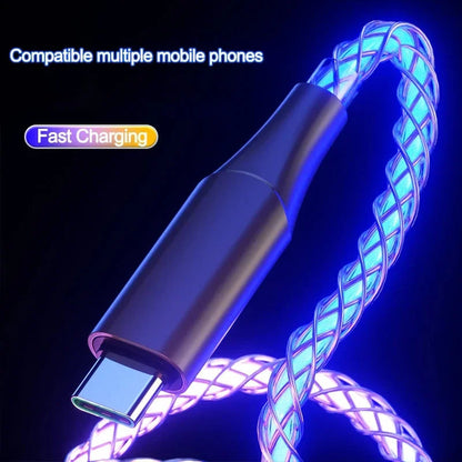 RGB Fast Charging USB to C Cable Colorful Streamer Glowing Line for Samsung Xiaomi Redimi Huawei Charger USB C Cable Dabfavshop