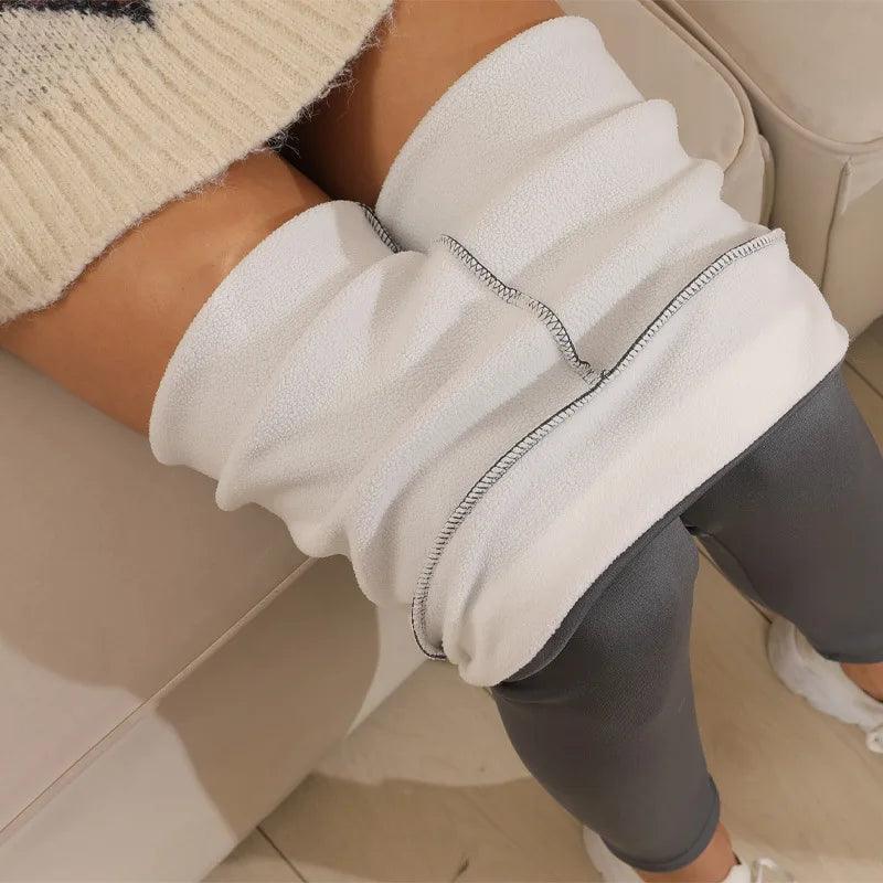 High Waist Women Lamb Fleece Leggings - Dabfavshop