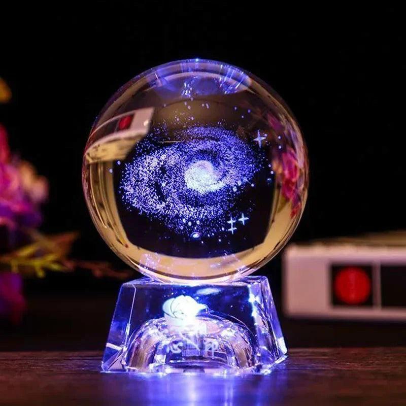 LED Crystal Ball 3D Solar System Planets Crystal Ball Glass Ball Home Decoration Valentine's Day Gift Ornament - Dabfavshop