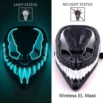 Neon LED Halloween Purge Mask Wireless Masquerade Party Light-up Horror Mask Glowing Multicolor Full Face Adult Mask for Halloween Dabfavshop