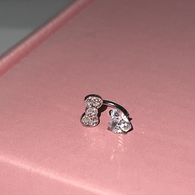 Cute Bowknot Love Heart 316L Stainless Steel Annular Ear Bone Nail Fashion Delicate Zircon Earring for Women Y2K Punk Jewelry Dabfavshop