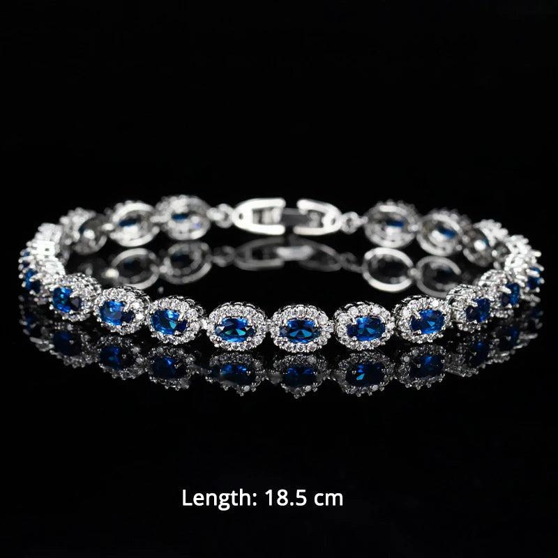 BeaQueen Trendy Green and White Cubic Zirconia Stone Silver Color Tennis Bracelets Dress Jewelry Accessories Gift for Women B100 Dabfavshop