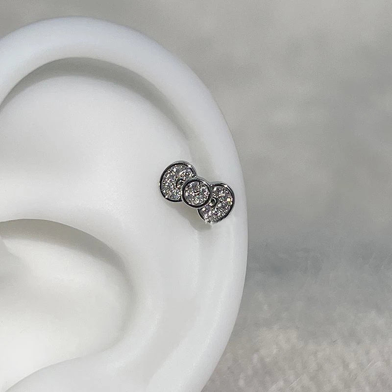 Cute Bowknot Love Heart 316L Stainless Steel Annular Ear Bone Nail Fashion Delicate Zircon Earring for Women Y2K Punk Jewelry Dabfavshop