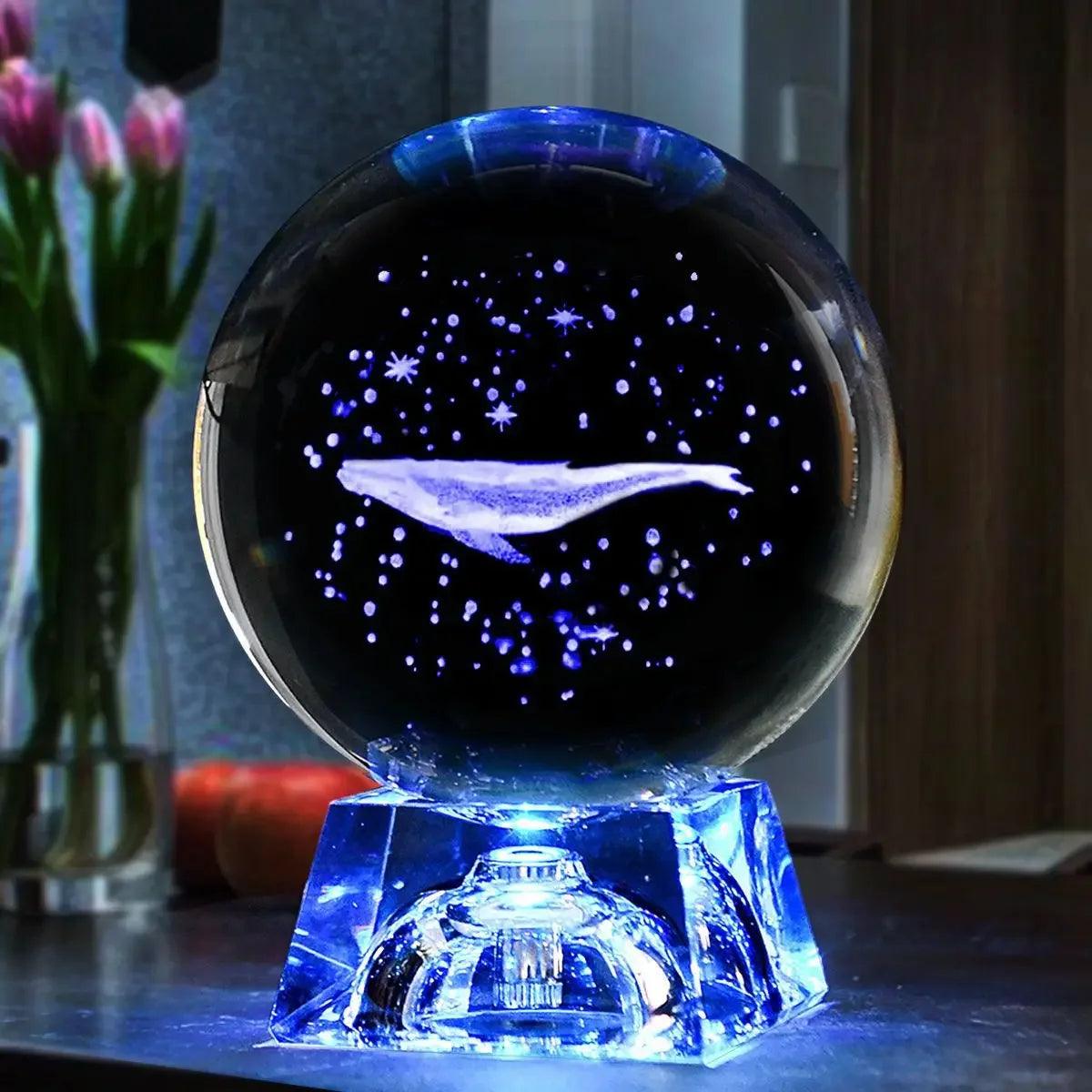 LED Crystal Ball 3D Solar System Planets Crystal Ball Glass Ball Home Decoration Valentine's Day Gift Ornament - Dabfavshop