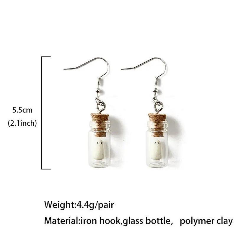 Glow In The Dark Ghost In Bottle Earrings - Dabfavshop