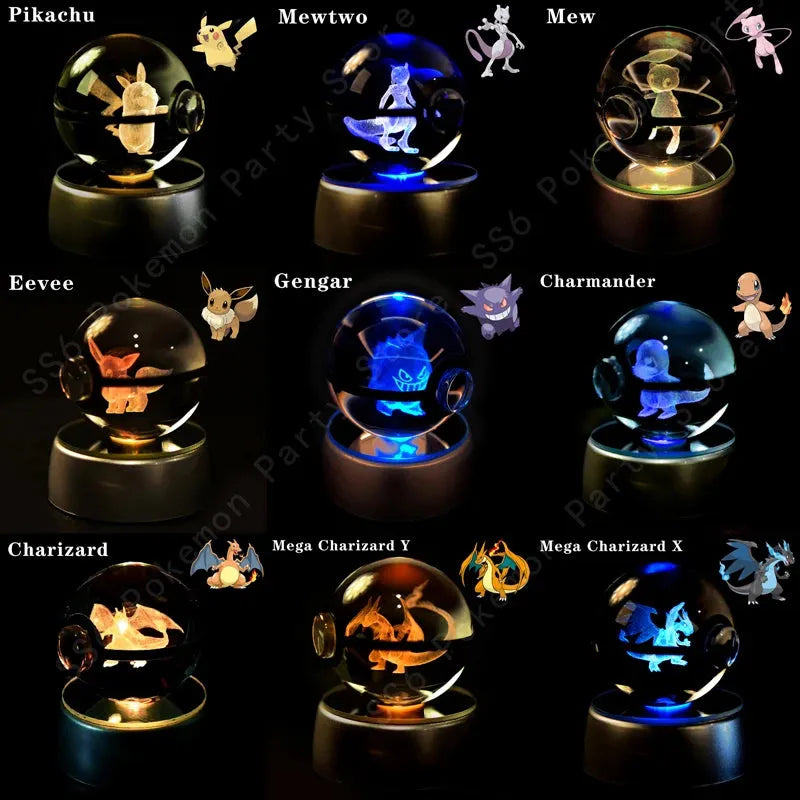 Pokemon 3D Crystal Ball Multi Color LED Light Base - Dabfavshop