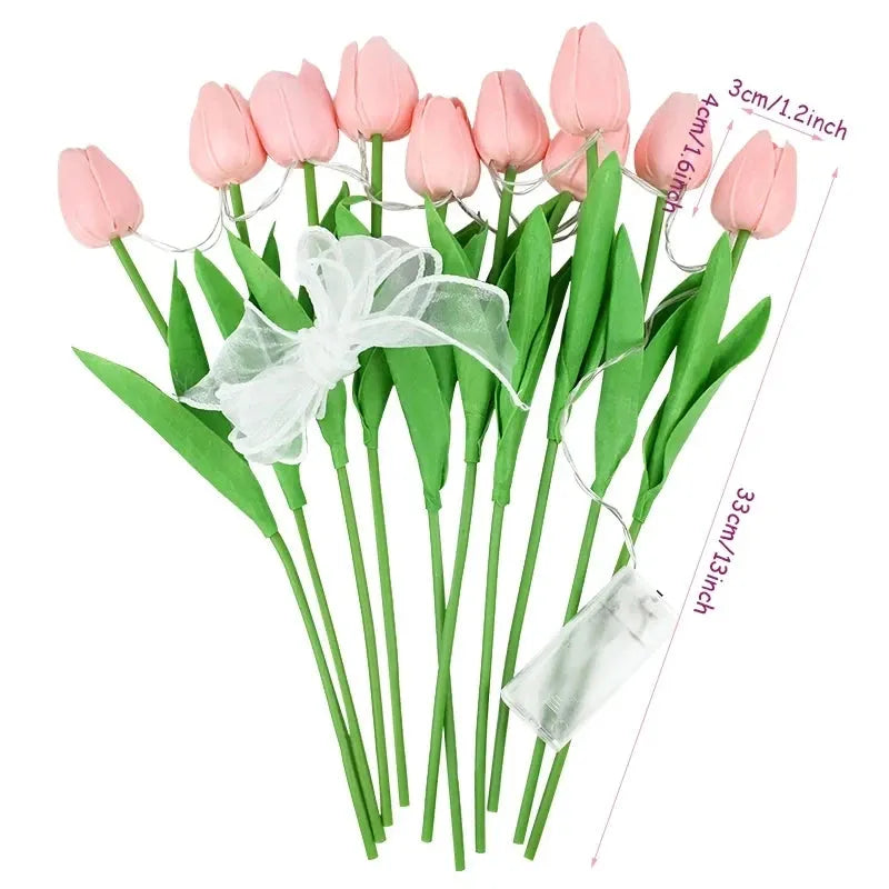 LED Tulips Artificial Flowers - 5/10pcs Bouquet - Dabfavshop