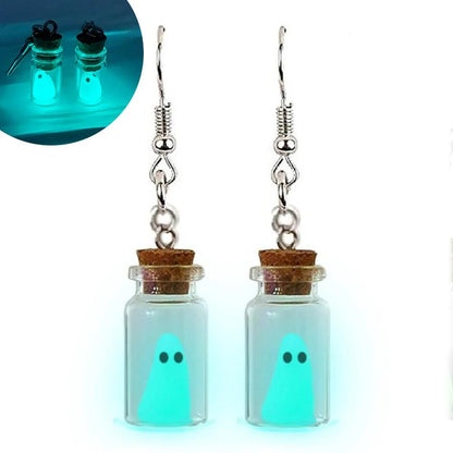 Glow In The Dark Ghost In Bottle Earrings - Dabfavshop