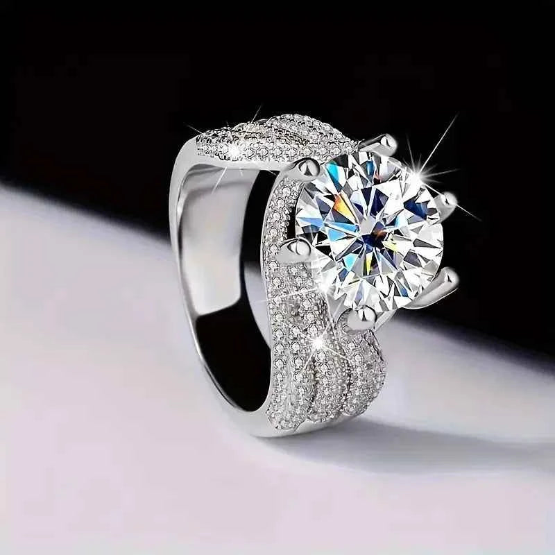 5CT Moissanite Engagement Ring S925 Silver with Round Brilliant Cut Stones and Claw Setting - Luxury Wedding or Proposal Jewelry Dabfavshop