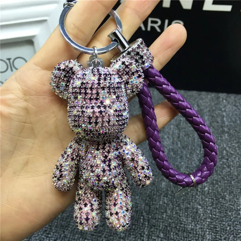Rhinestone Gloomy Bear Keychain Handmade Car Tassel Key Chain Ring Holder Pendant Bag Charm for Women Dabfavshop