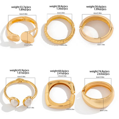 6 Styles Geometric Gold Color Cuff Spring Bangles Wide Hand Bracelets Dabfavshop