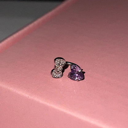 Cute Bowknot Love Heart 316L Stainless Steel Annular Ear Bone Nail Fashion Delicate Zircon Earring for Women Y2K Punk Jewelry Dabfavshop