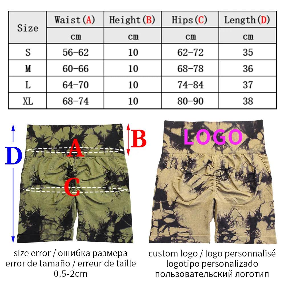 Seamless Tie Dye Sport Shorts For Women High Waist - Dabfavshop