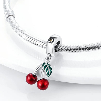 Red Charm Bead Original 925 Silver Fit Bracelet Pendant Diy Car Coffee Cherry For Woman Jewelry Dabfavshop