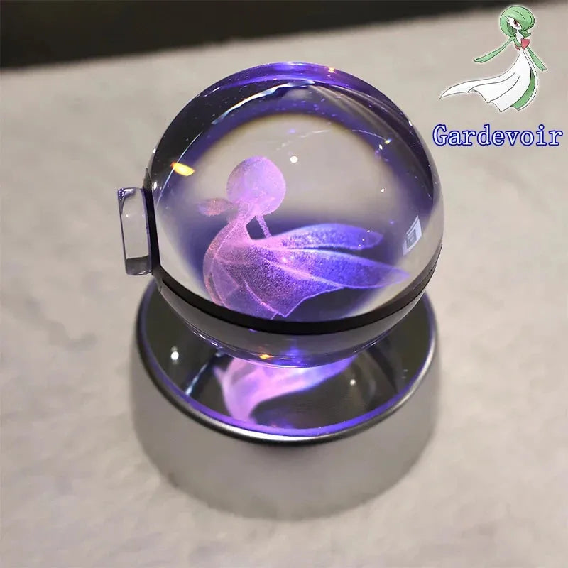 Pokémon 3D Crystal Ball With Multi Color LED Base - Dabfavshop