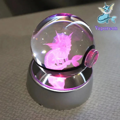 Pokémon 3D Crystal Ball With Multi Color LED Base - Dabfavshop