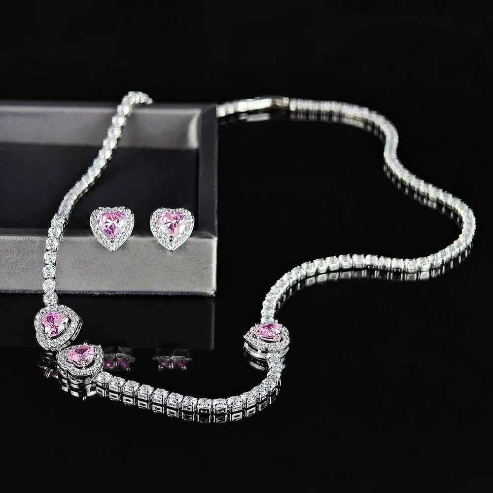 Pink Heart Necklace set