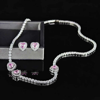 Pink Heart Necklace set