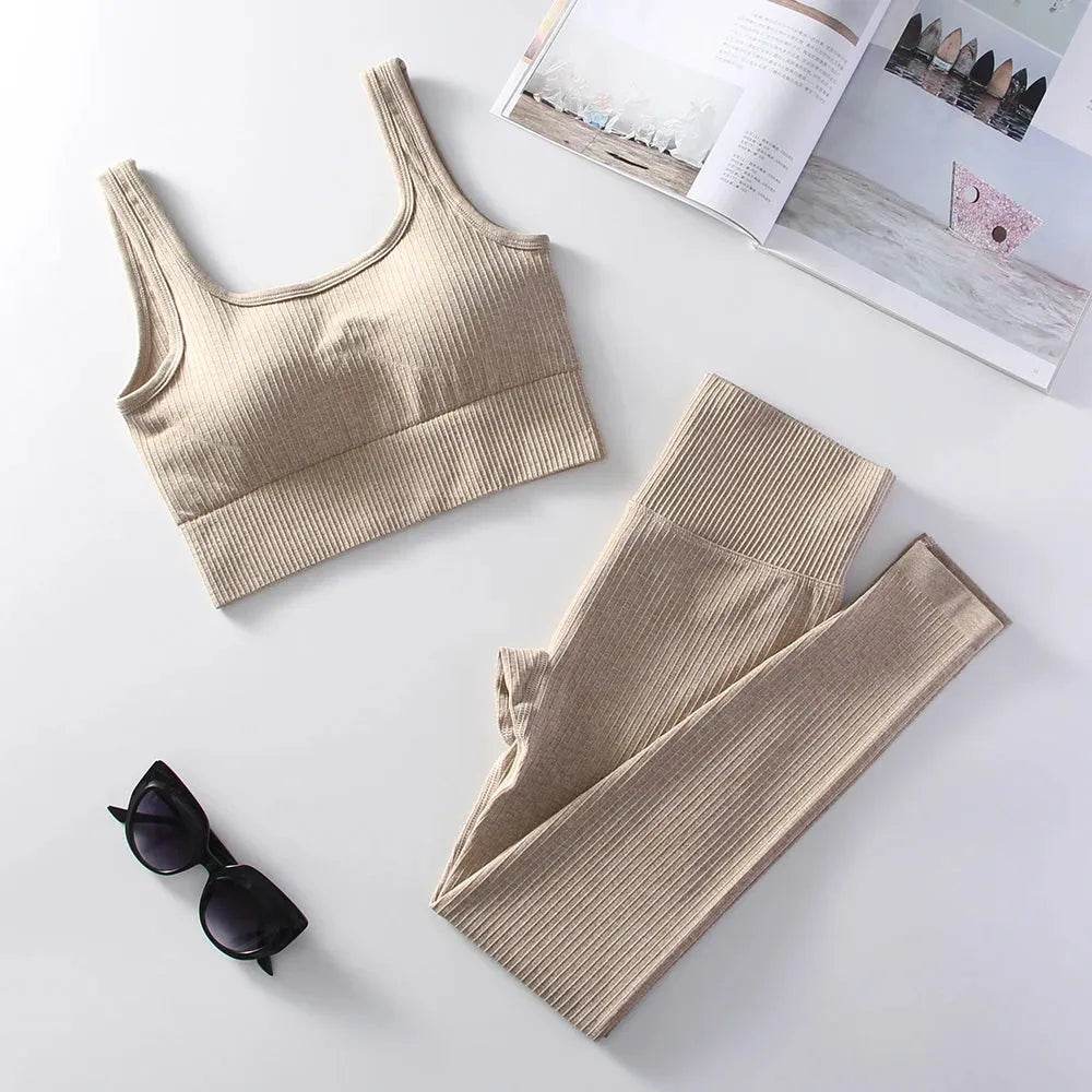 High Waist Women's Yoga Leggings & Sports Bra Set - Dabfavshop