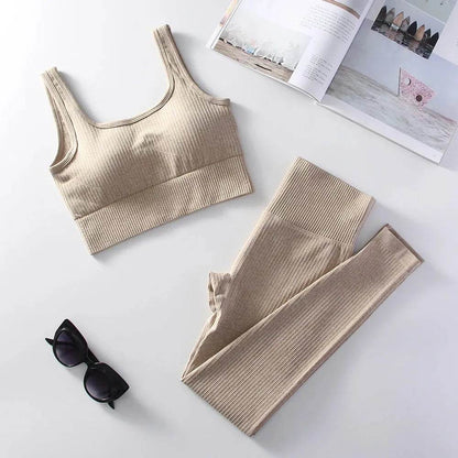 High Waist Women's Yoga Leggings & Sports Bra Set - Dabfavshop