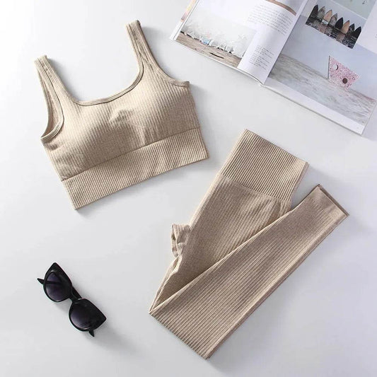 High Waist Women's Yoga Leggings & Sports Bra Set - Dabfavshop
