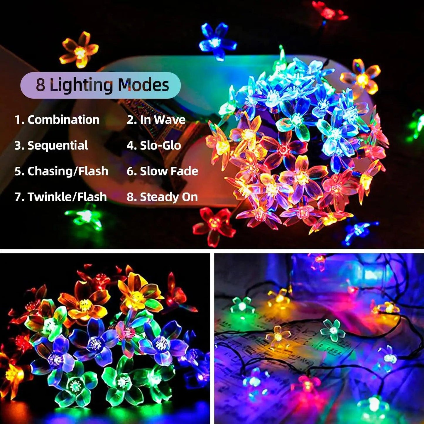 Solar Powered Flower Garland LED String Lights - Dabfavshop