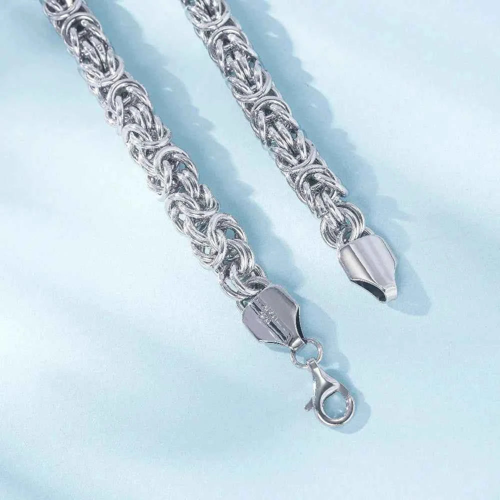 New S925 Sterling Silver Byzantine Emperor Chain Bracelet