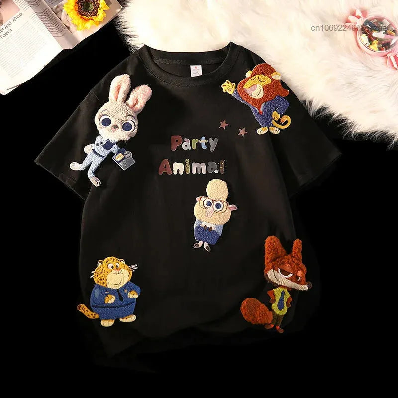 Disney Zootopia Cartoon Cute Short Sleeve T-shirts - Dabfavshop