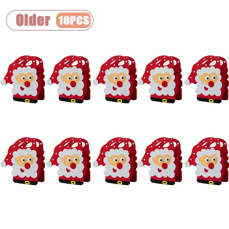 1-10PCS Christmas Felt Gift Bag Creative Holiday Candy Apple Tote Bag for Kids Party Favor Bag for Christmas Eve Gift Wrapping Dabfavshop